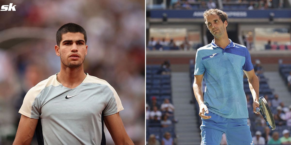 Carlos Alcaraz (L) and Albert Ramos-Vinolas.