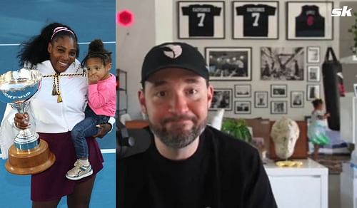 Serena Williams' daughter Olympia in the background. (Credit: Alexis Ohanian Twitter)