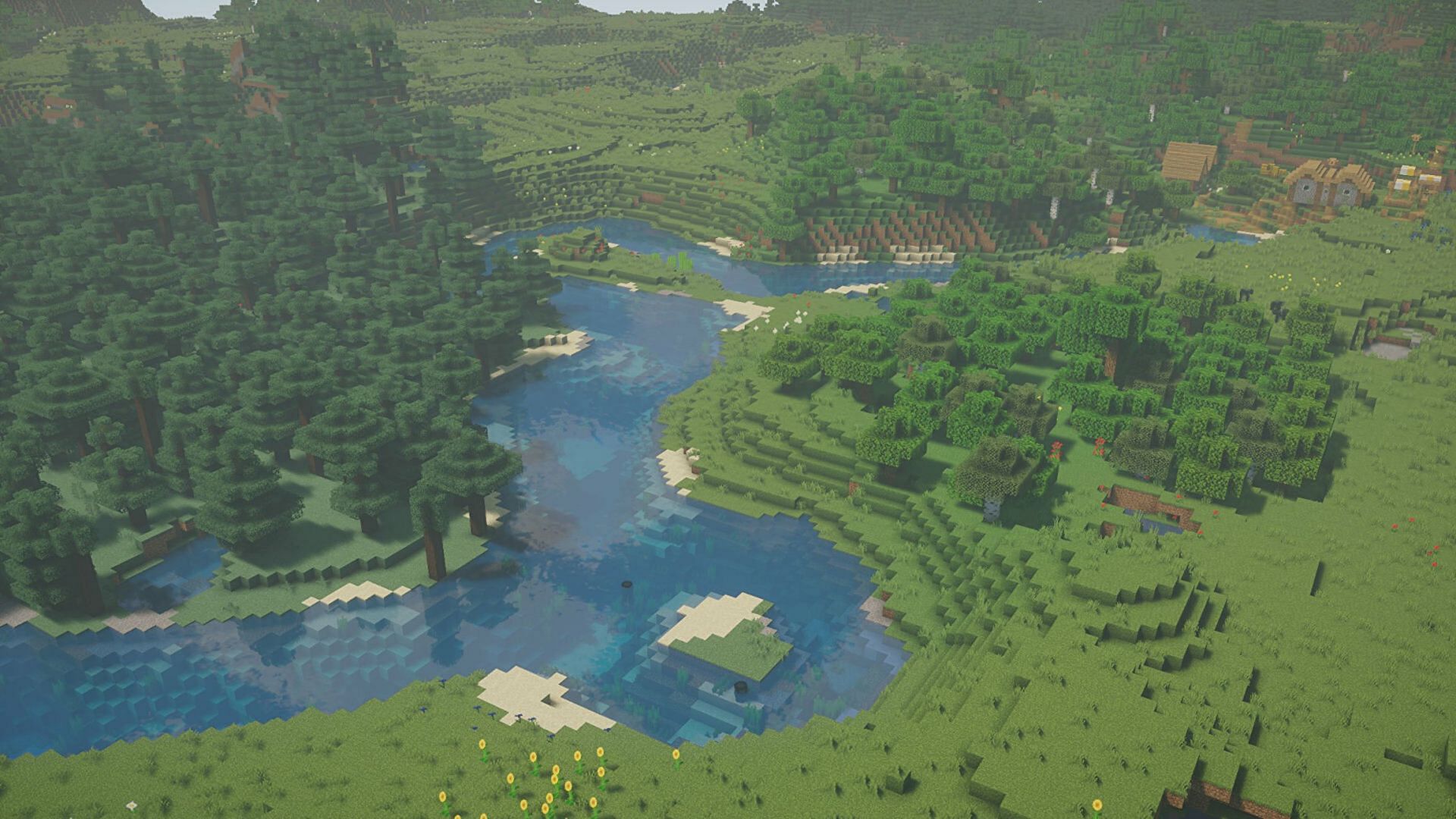 Nostalgia Shaders make some lovely blue-tinged waters (Image via Mojang)