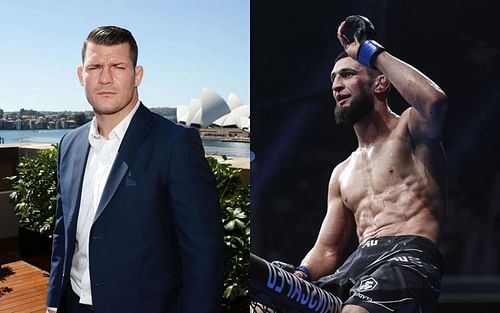 Michael Bisping (R) talks Khamzat Chimaev (L) and his championship heart