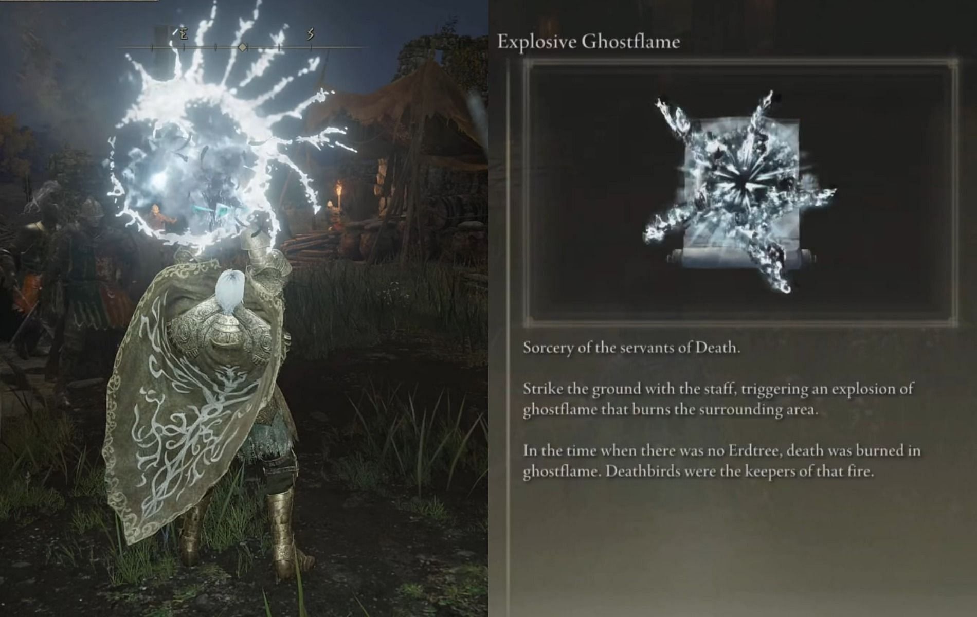 Obtaining the Explosive Ghostflame in Elden Ring (Images via Elden Ring and Fredchuckdave/YouTube)