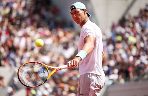 Rafael Nadal at a practice session at the 2022 French Open.