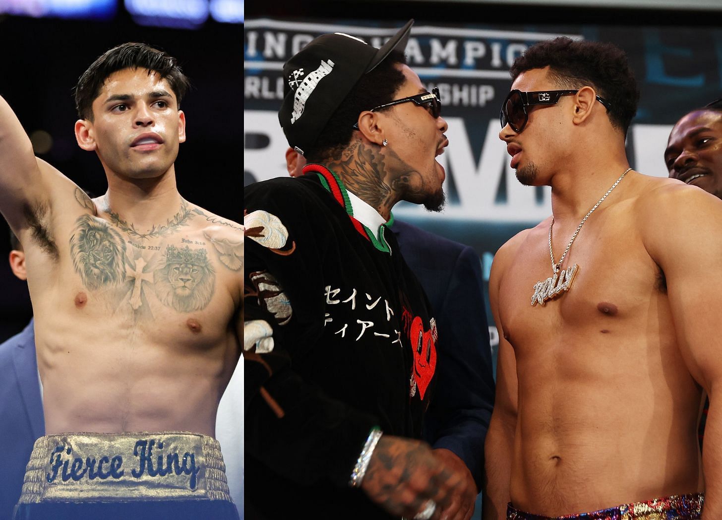 Ryan Garcia (left) believes Rolando Romero (right) can knock out Gervonta Davis (center)