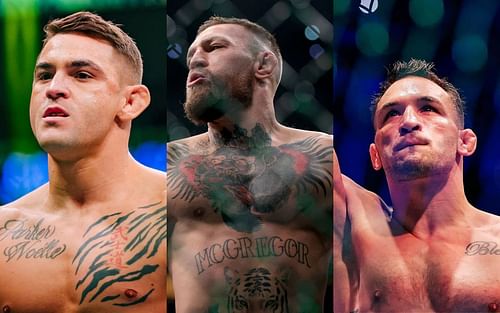 Dustin Poirier (left), Conor McGregor (center), and Michael Chandler (right)