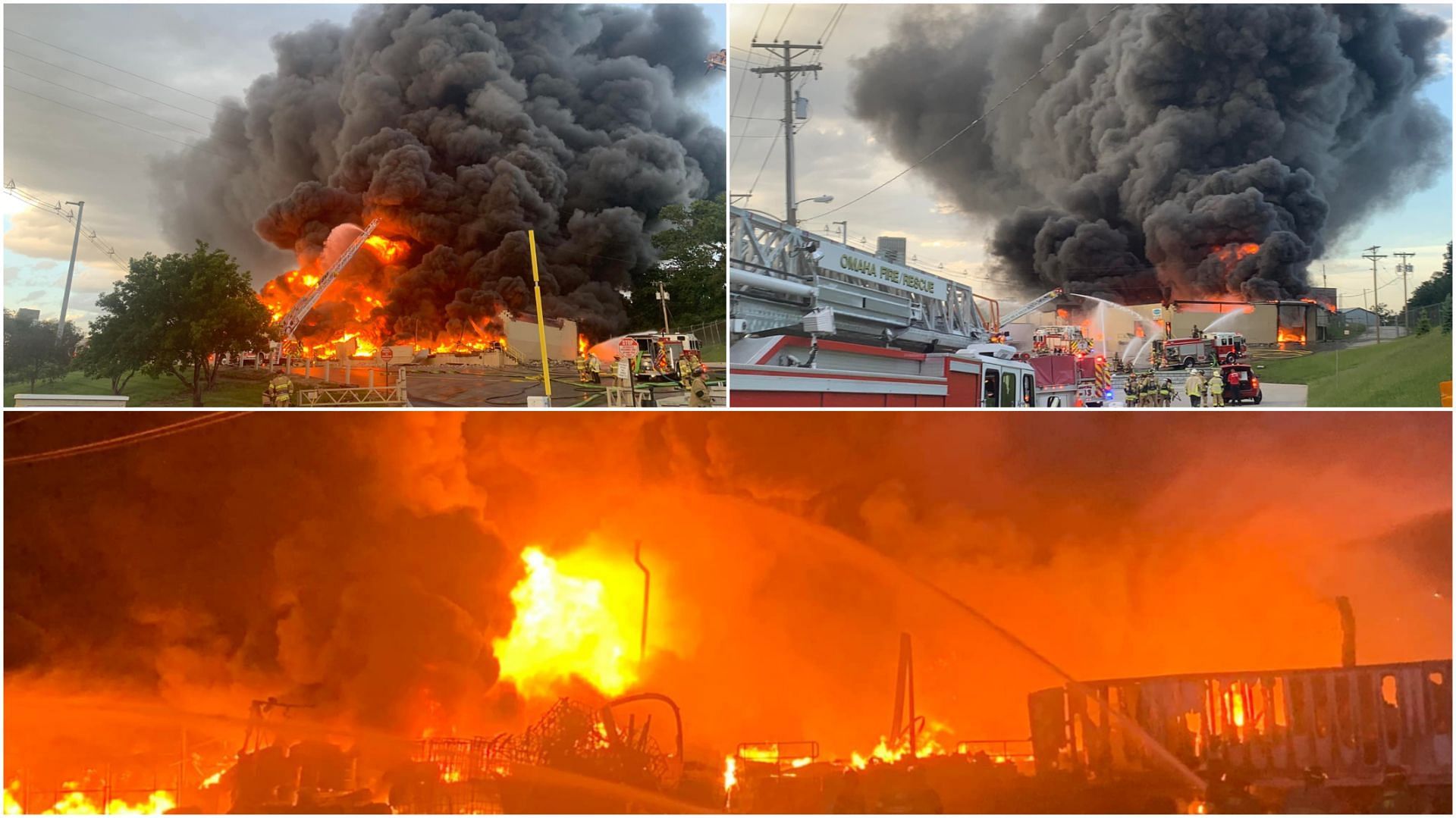 Residents urged to evacuate as 3 alarm fire breaks out in Omaha chemical company (via Facebook/Omaha Fire Department)