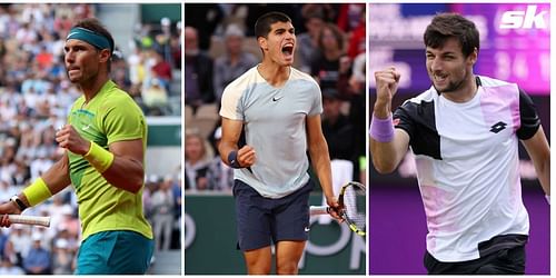 Rafael Nadal, Carlos Alcaraz and Bernabe Zapata Miralles