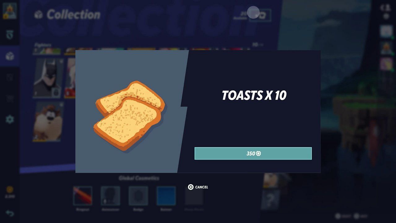 Purchasing toasts is an option in MultiVersus (Image via Player First Games)