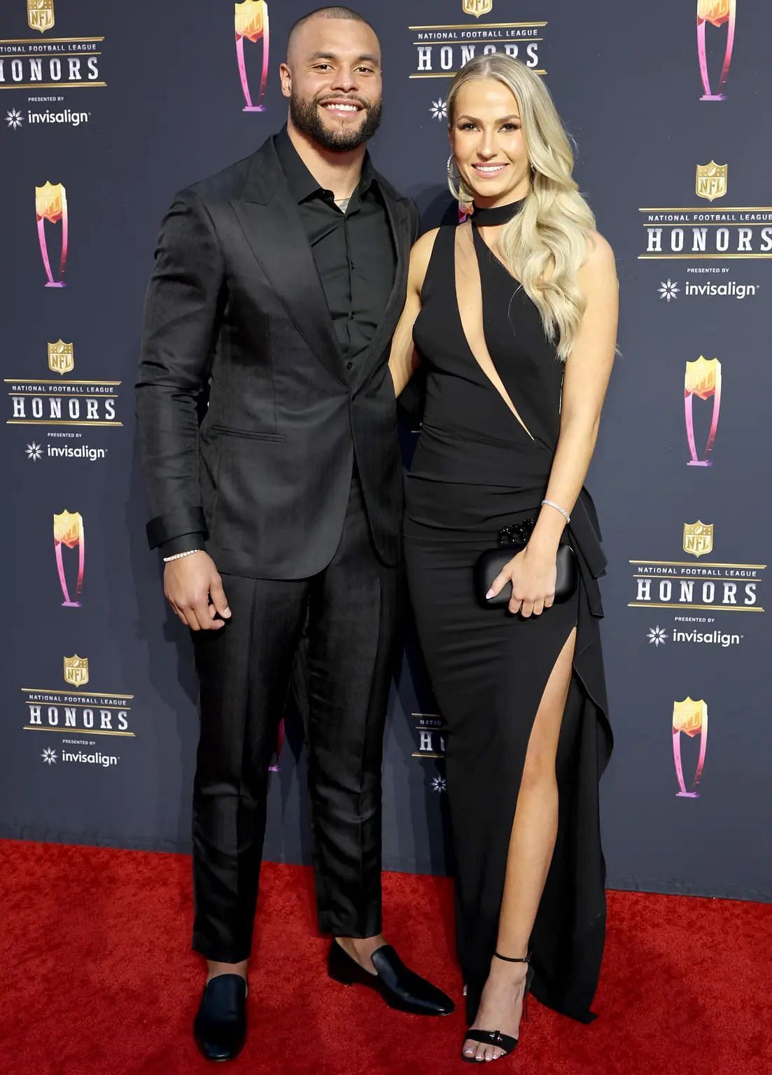 Dak Prescott (left) with his girlfriend Natalie Buffett at an NFL award ceremony