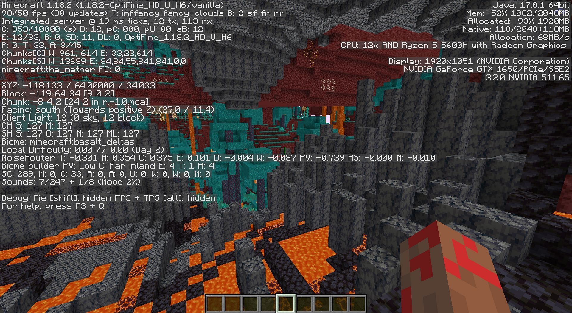 Keep seeing the coordinates and walk towards positive X-axis (Image via Minecraft 1.18)