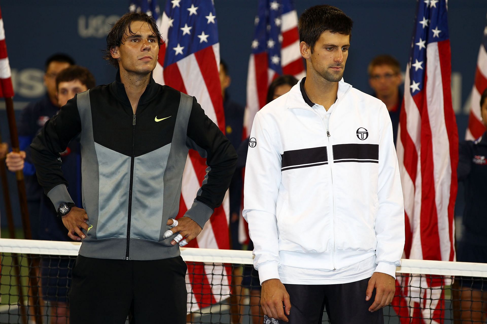 Rafael Nadal and Novak Djokovic after the 2010 US Open final