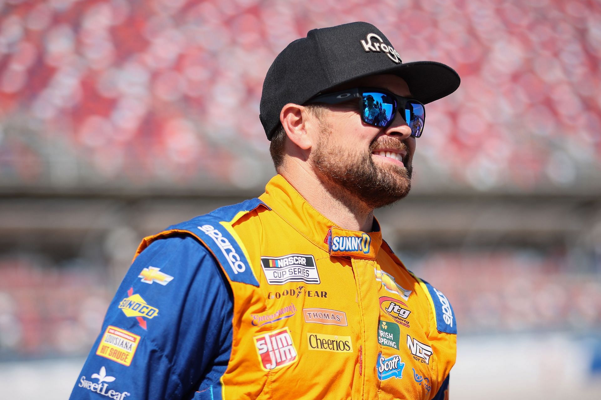 Ricky Stenhouse Jr. waits on the grid during qualifying for the NASCAR Cup Series GEICO 500 at Talladega Superspeedway. (Photo by James Gilbert/Getty Images)