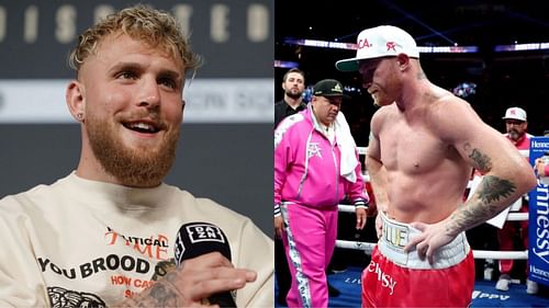 Jake Paul (left), Canelo Alvarez (right)