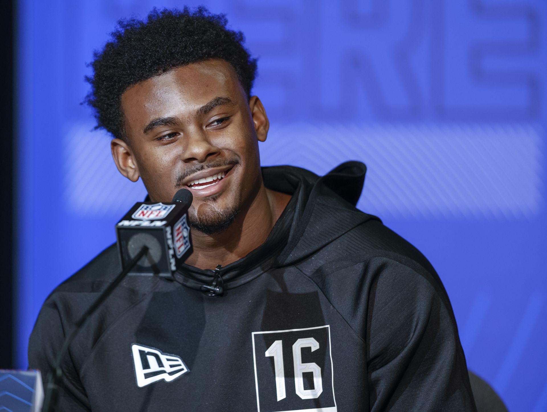 Tennessee Titans quarterback Malik Willis at the NFL Combine