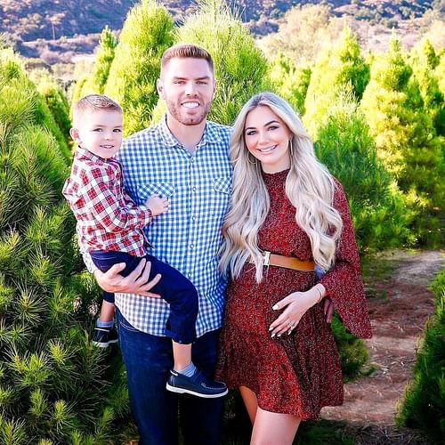 Los Angeles Dodgers Freddie Freeman with his wife, Chelsea Freeman, and their eldest son, Charlie. 