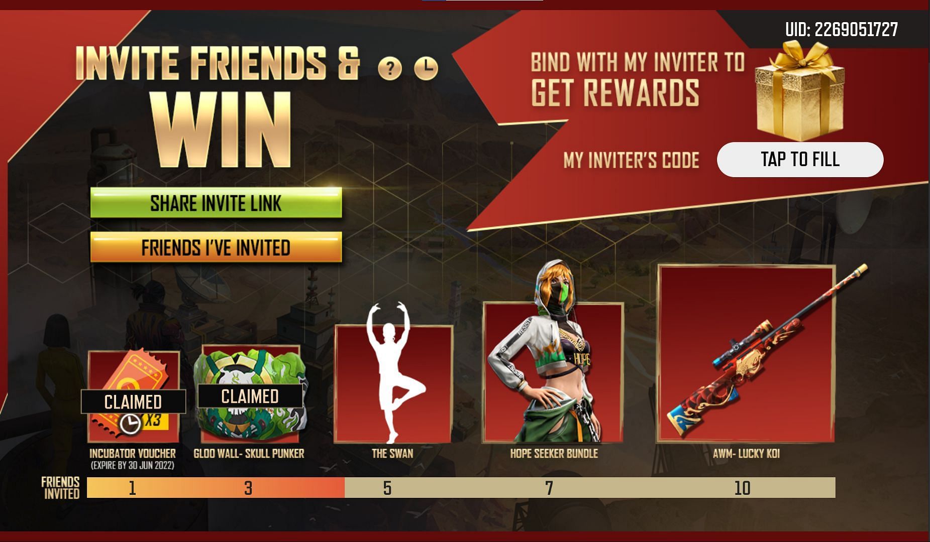 The rewards up for for grabs (Image via Garena)