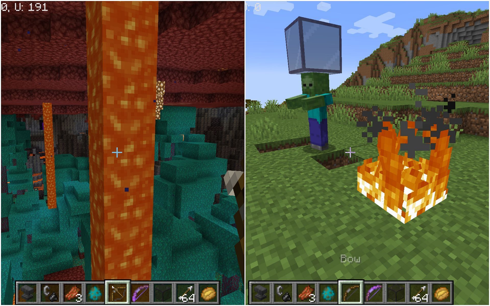 Arrows can be lit if shot through lava or fire (Image via Minecraft)