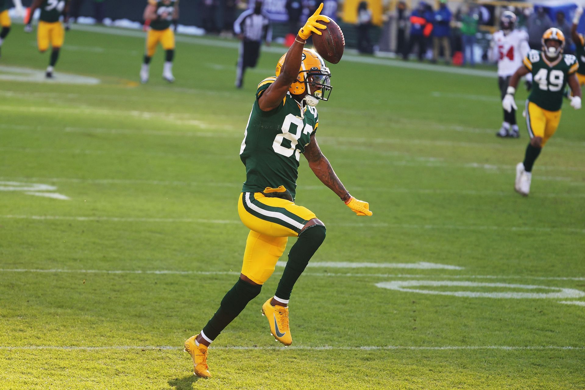 Marquez Valdes-Scantling in action for the Green Bay Packers.