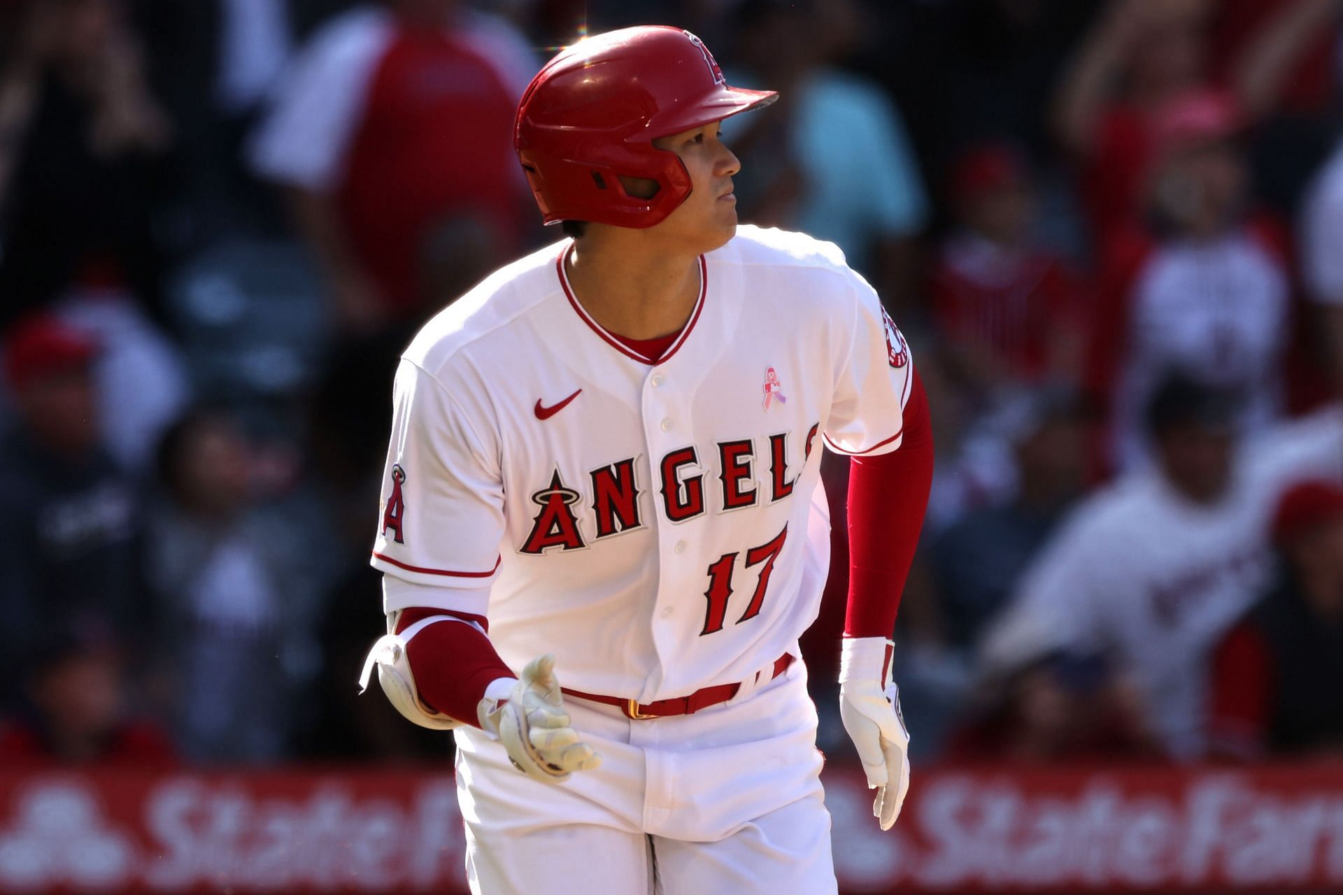 Los Angeles Angels two-way player Shohei Ohtani pitches for the American  League during the MLB All-Star baseball game on July 13, 2021, at Coors  Field in Denver, Colorado. His autographed unworn All-Star