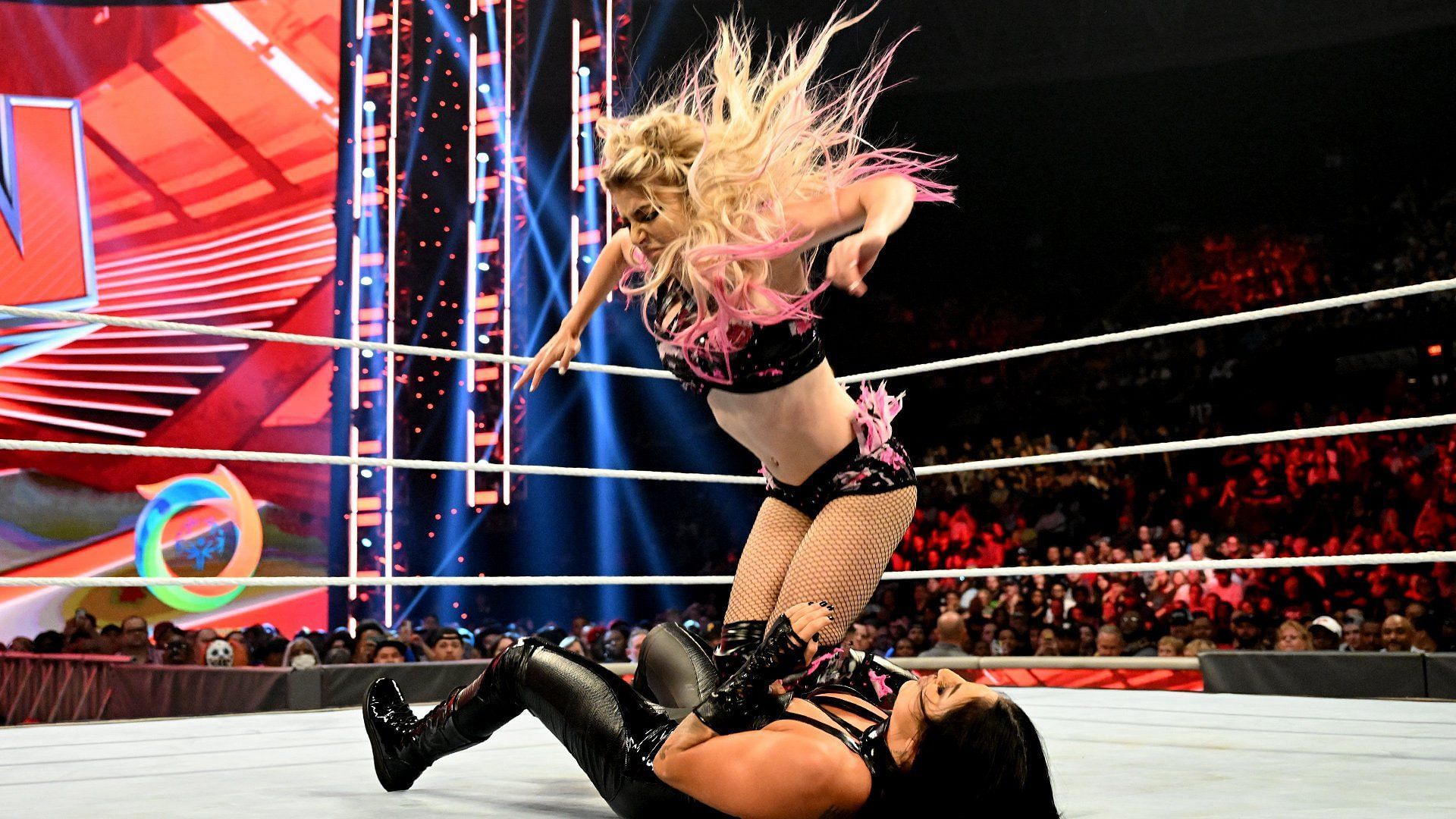 Sonya Deville and Alexa Bliss in action