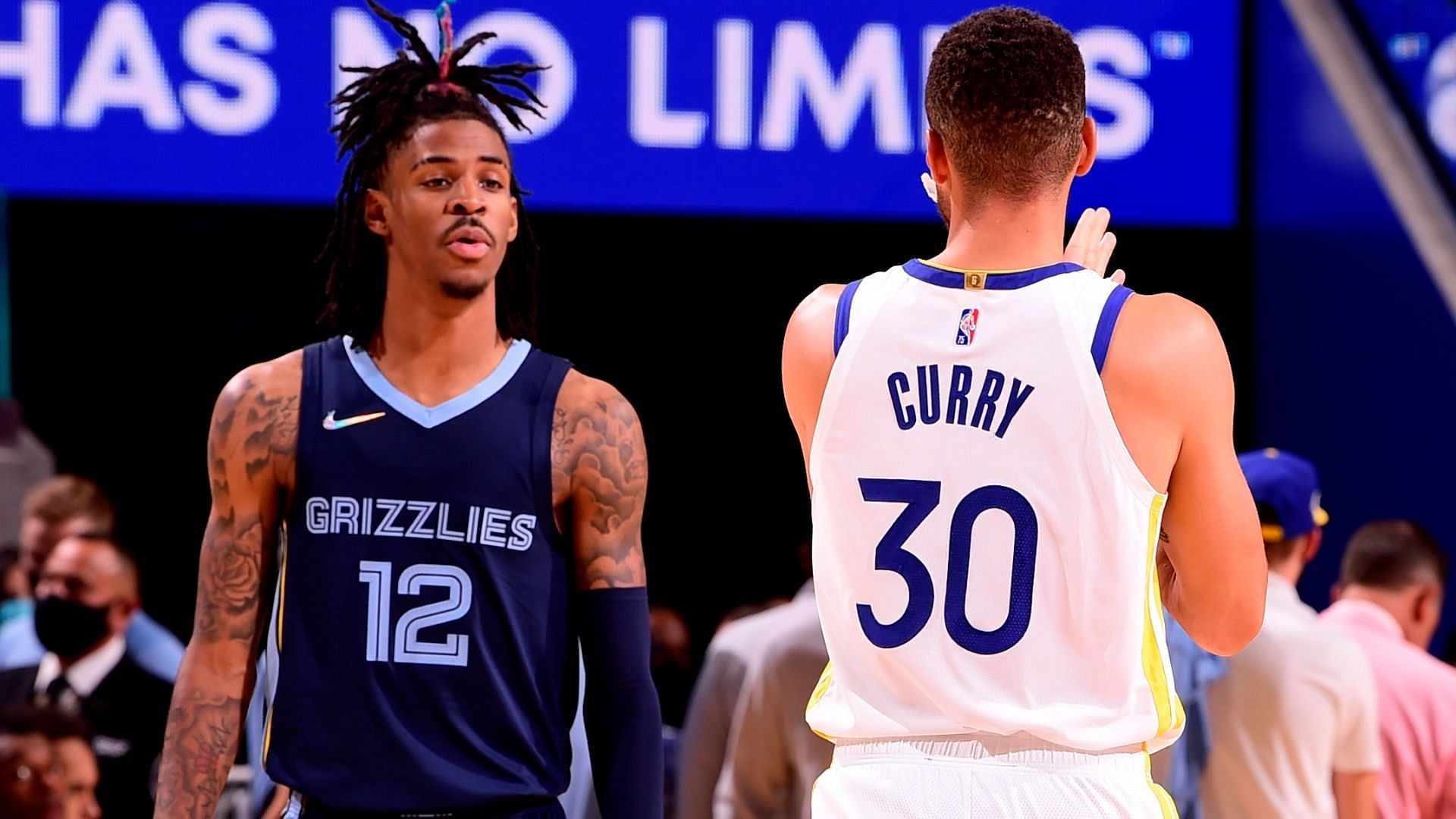 Ja Morant, left, and Stephen Curry, right.