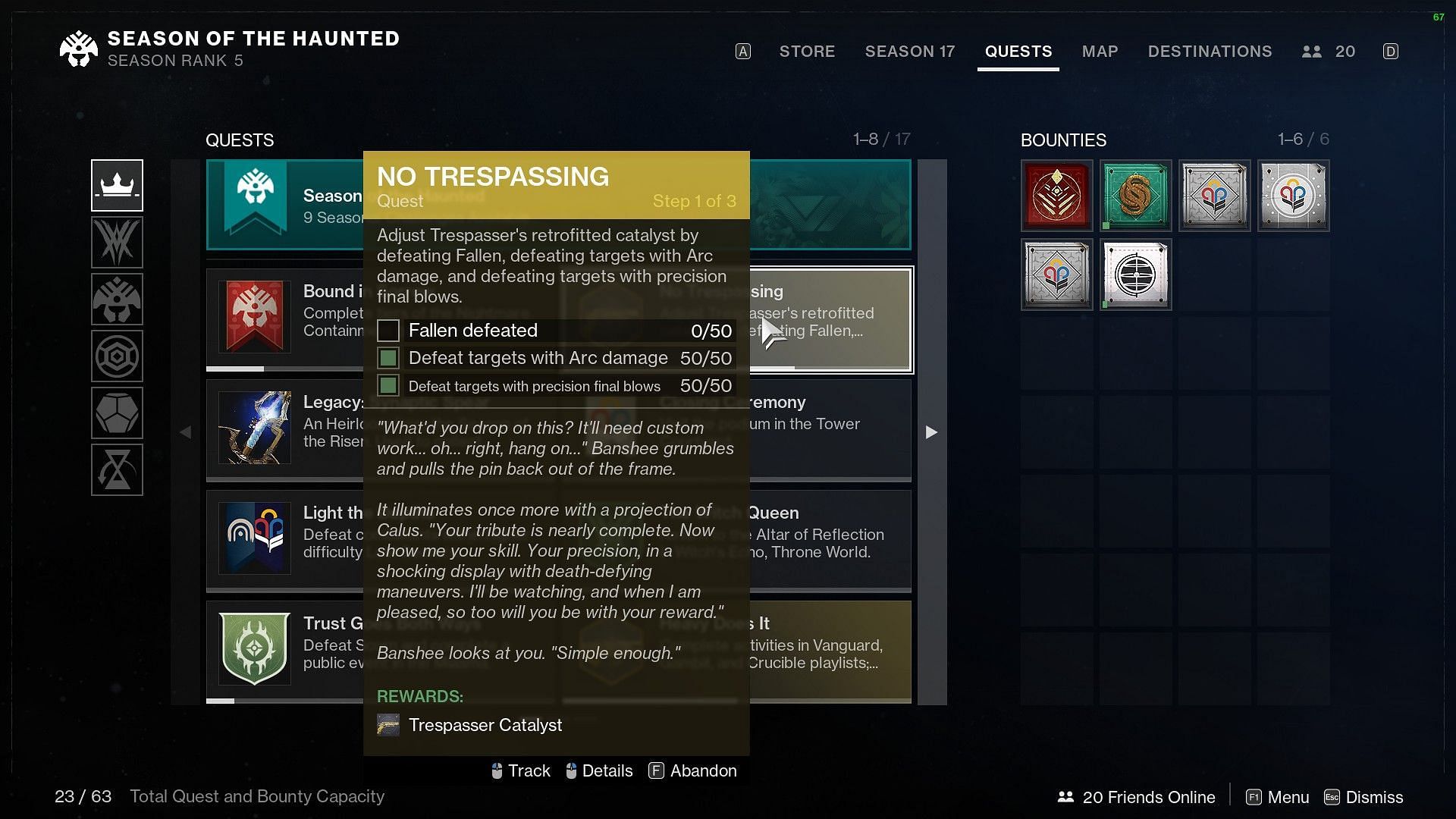 The first step in acquiring Trespasser&#039;s catalyst (Image via Destiny 2)