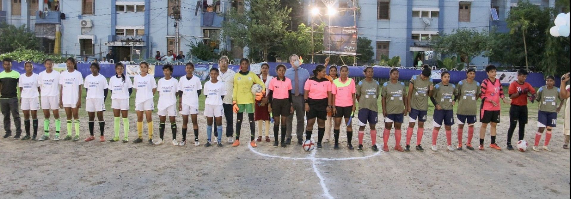Shreeja India (in white) and Police Athletic Women (in green) squared off in the final of the Kolkata-Naples Friendship Cup. Image: Tericom PR
