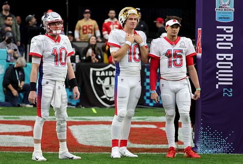 NFL Pro Bowl quarterbacks Mac Jones, Justin Herbert and Patrick Mahomes