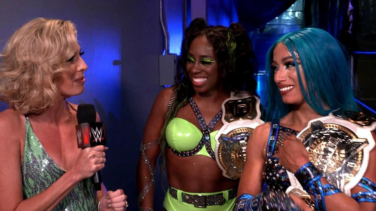 Sasha Banks and Naomi as the WWE Women&#039;s Tag Team Champions/Credit WWE