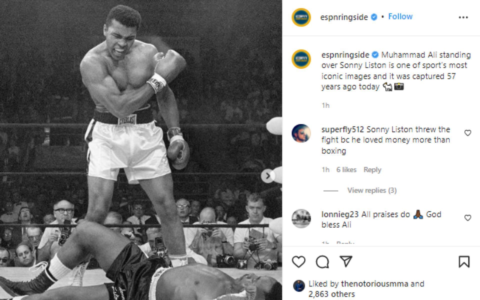 McGregor &#039;liked&#039; the iconic picture of Muhammad Ali&#039;s knockout of Sonny Liston