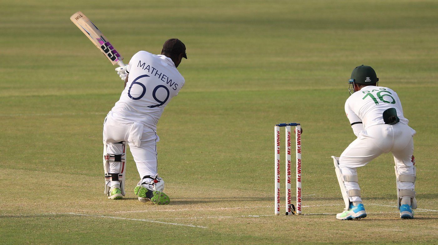 एंजेलो मैथ्यूज बल्लेबाजी के दौरान (Photo Credit - Sri lanka Twitter)