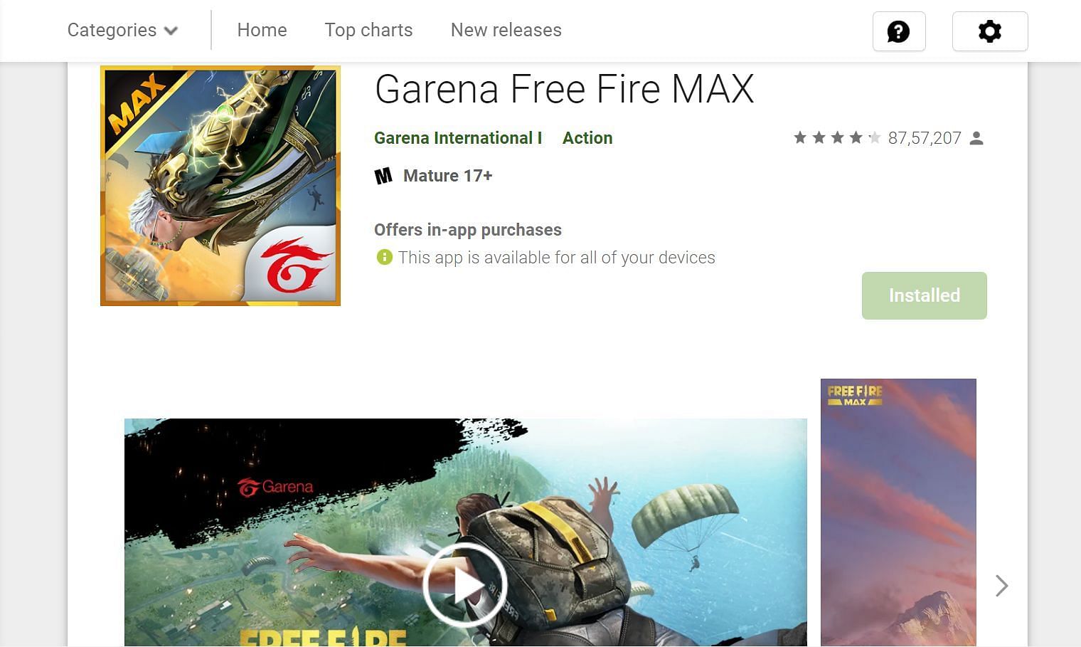 Gamers can download the OB34 update from the Google Play Store (Image via Google Play)