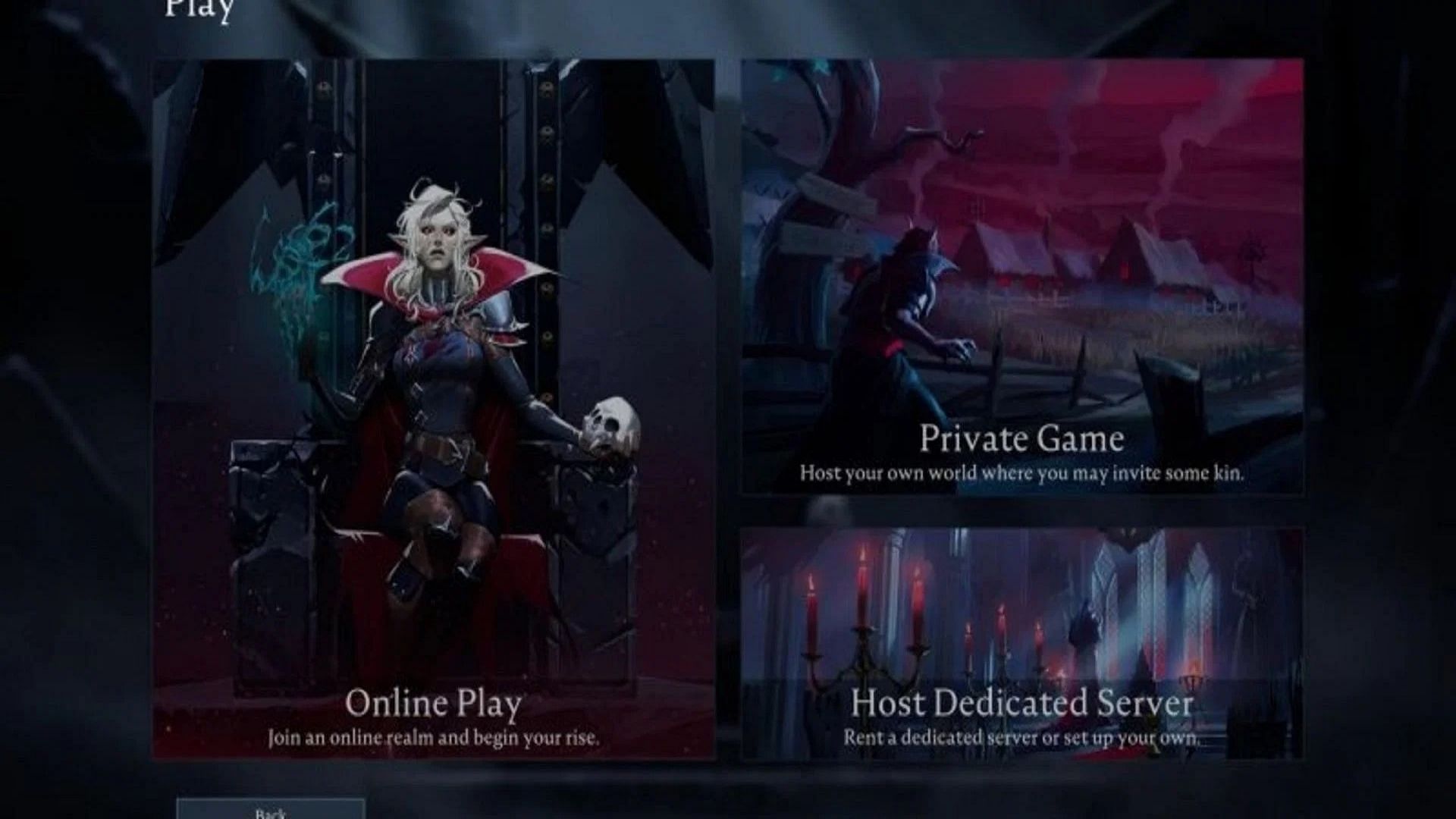 Online server options in V Rising (Image via Stunlock Studios)