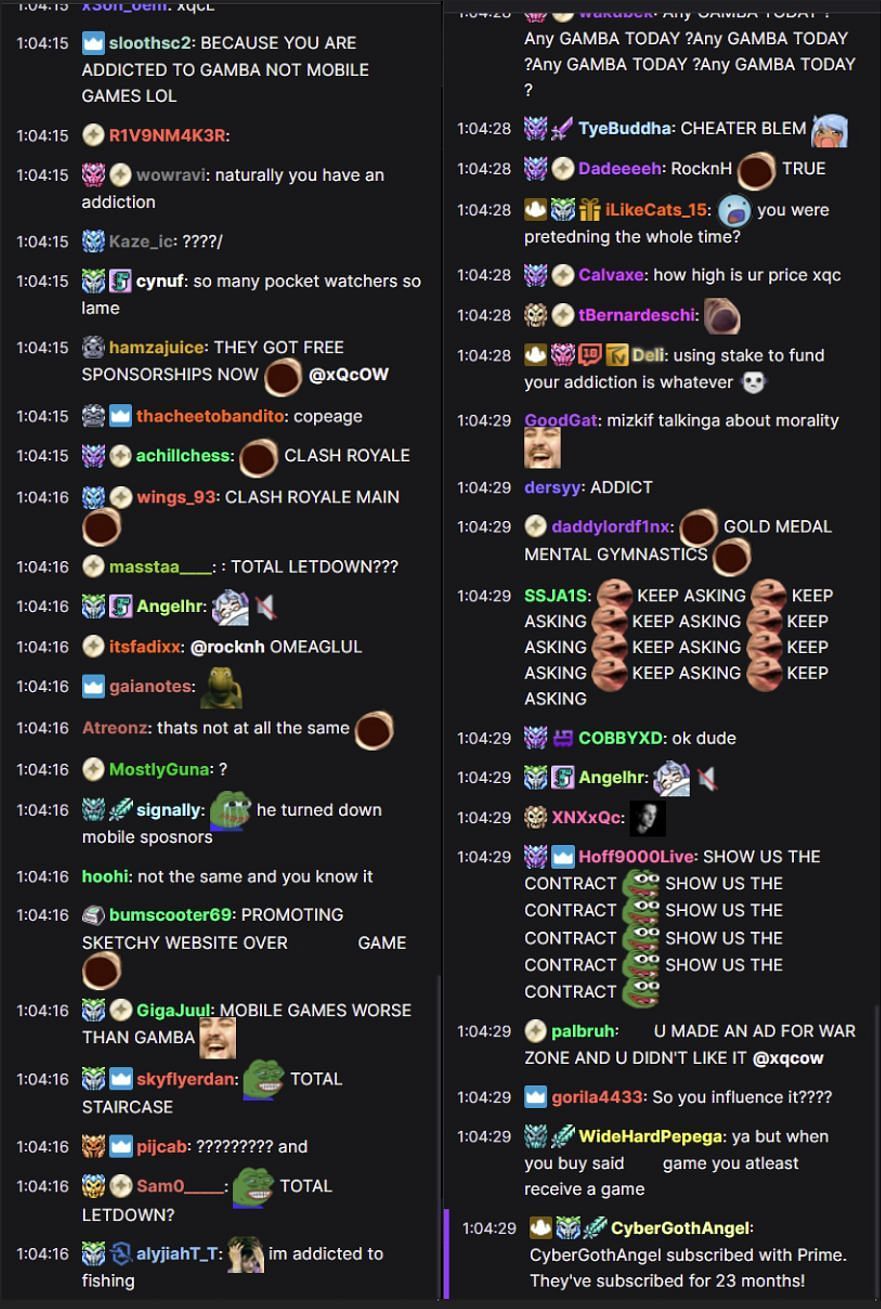 Fans reacting to the streamer&#039;s justification (Images via Twitch chat)