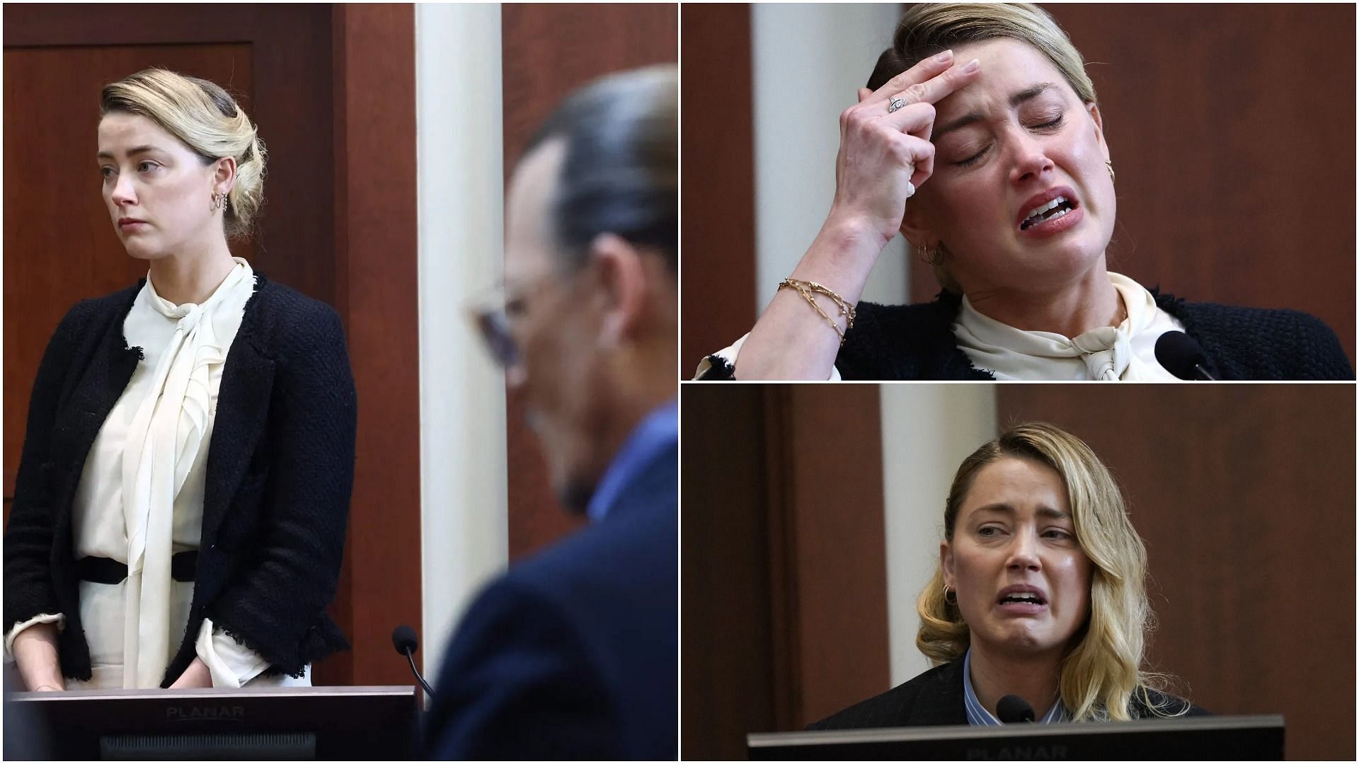 Amber Heard in the trial (Image via Sportskeeda and Getty Images)