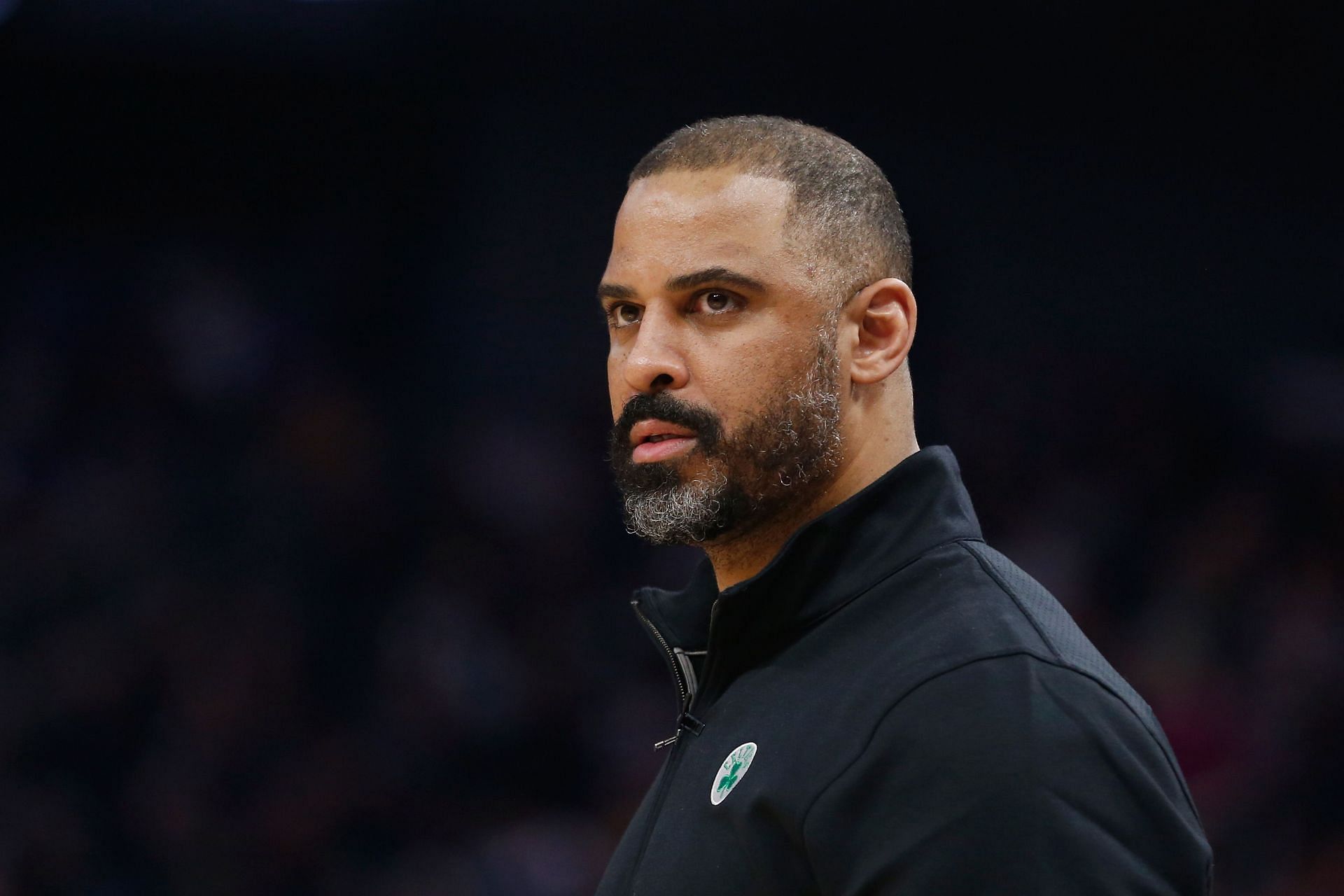 Head coach Ime Udoka of the Boston Celtics looks on during the game against the Golden State Warriors at Chase Center on March 16, 2022 in San Francisco, California.