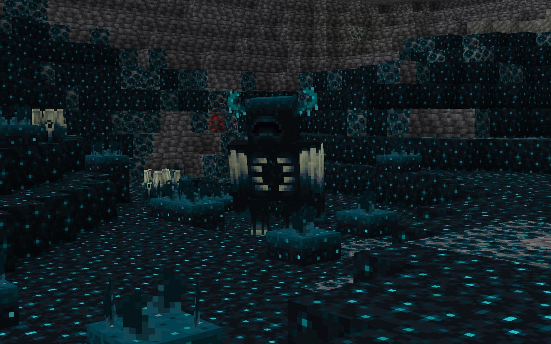 The Deep Dark Biome with Warden (Image via Minecraft)