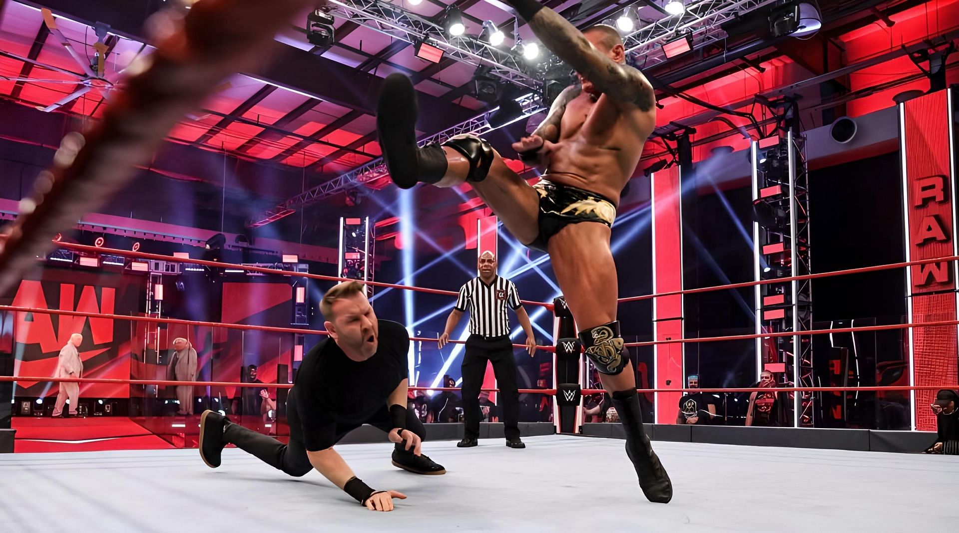 Randy Orton delivering his devastating Punt Kick to Christian in 2020
