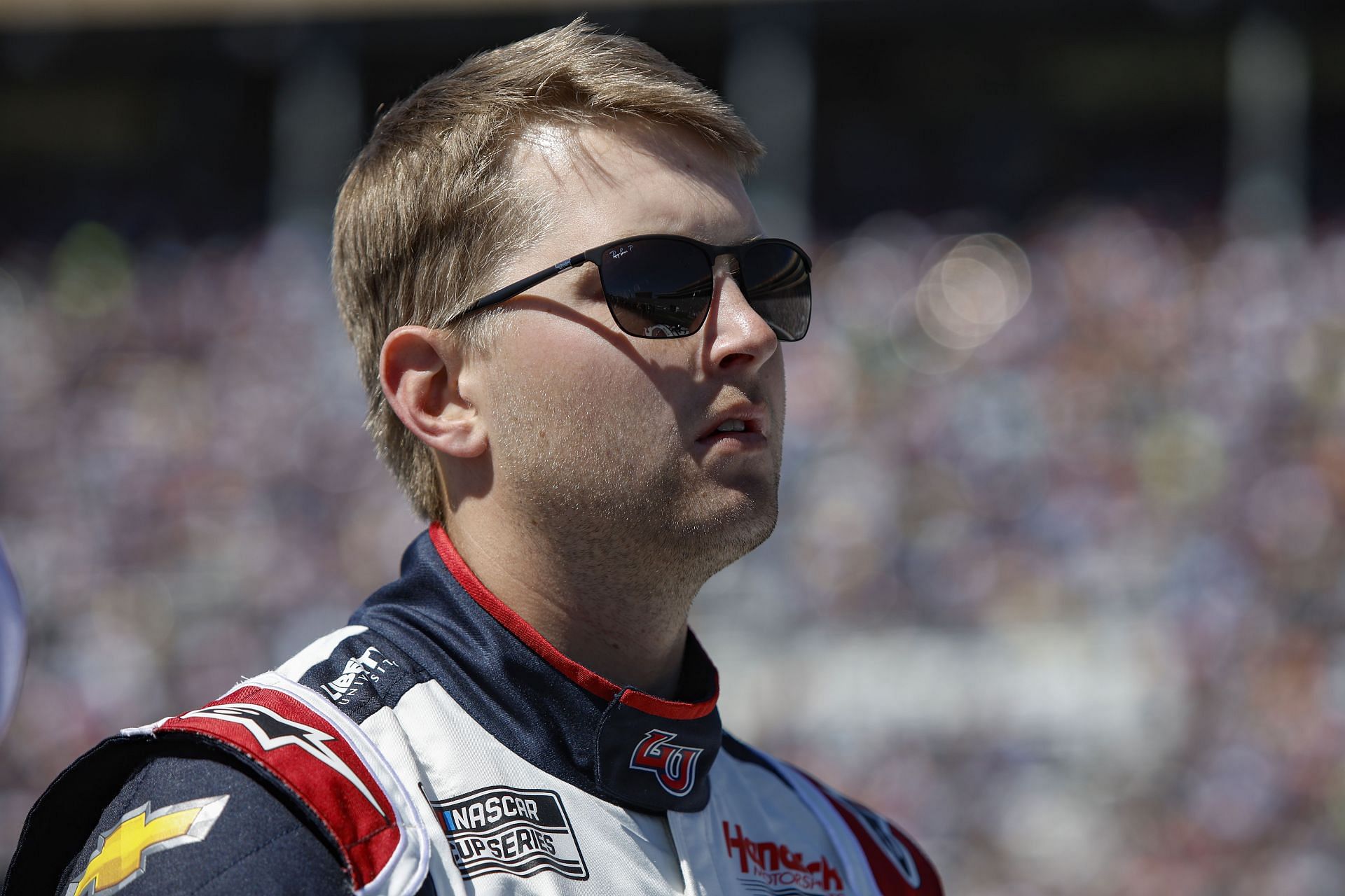 William Byron waits on the grid prior to the NASCAR Cup Series Folds of Honor QuikTrip 500 at Atlanta Motor Speedway.