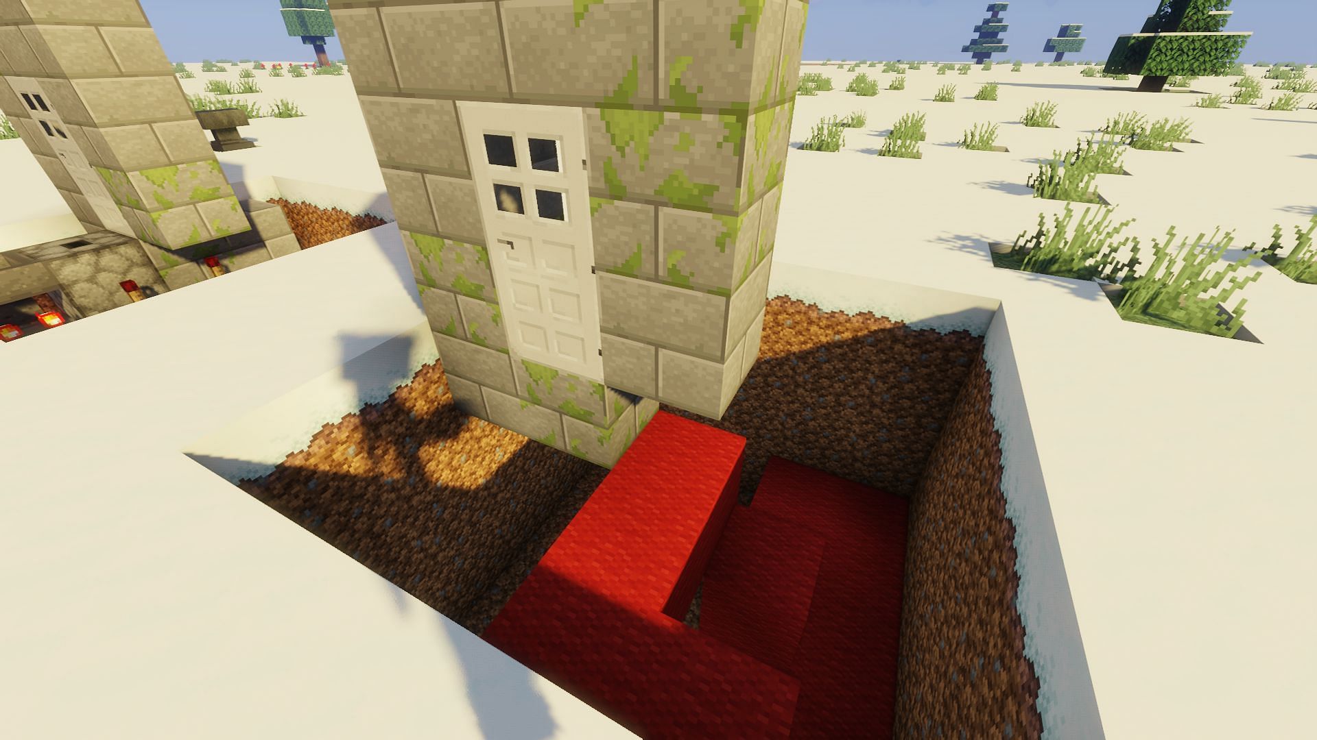 The door and doorframe (Image via Minecraft)