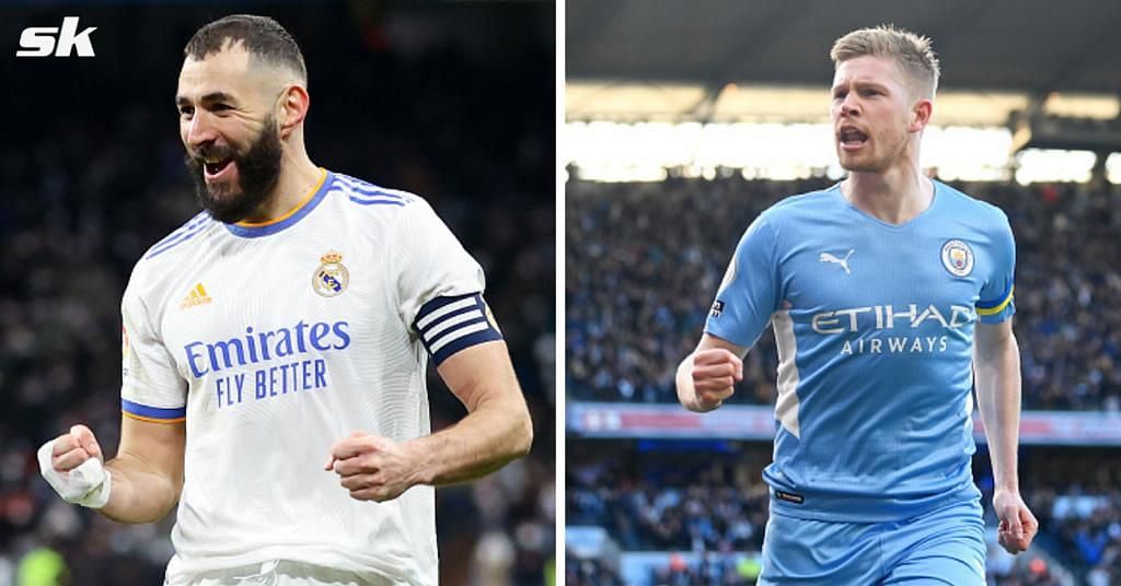 Real Madrid&#039;s Karim Benzema (left) and Manchester City ace Kevin De Bruyne.