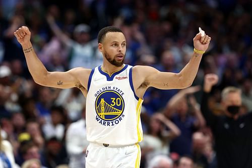 Steph Curry in action during Golden State Warriors v Dallas Mavericks - Game Three