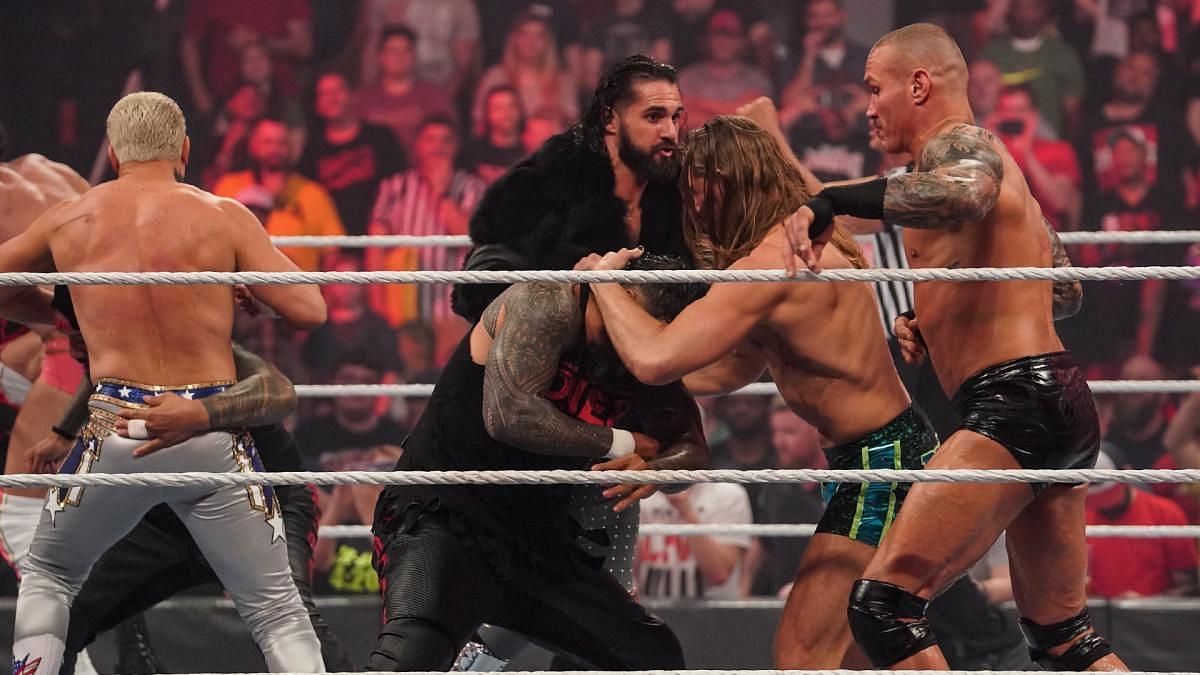 Rollins teamed with Kevin Owens and The Usos in an eight-man tag team match on RAW