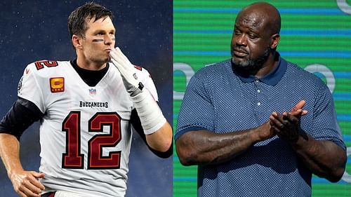 Tom Brady and Shaquille O'Neal. (Photo: NBC Sports)