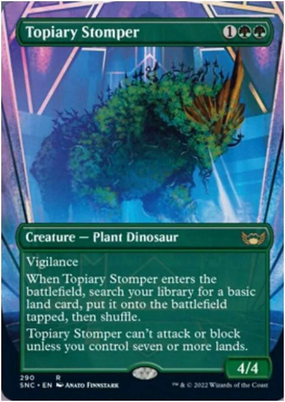 The Topiary Stomper is a decent monster that also mana ramps, so it has two great uses (Image via Wizards of the Coast)