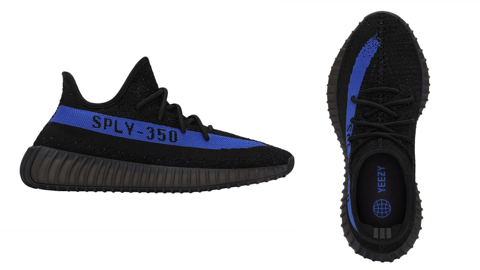 A closer look at the Dazzling Blue colorway shoes (Image via Adidas Yeezy)