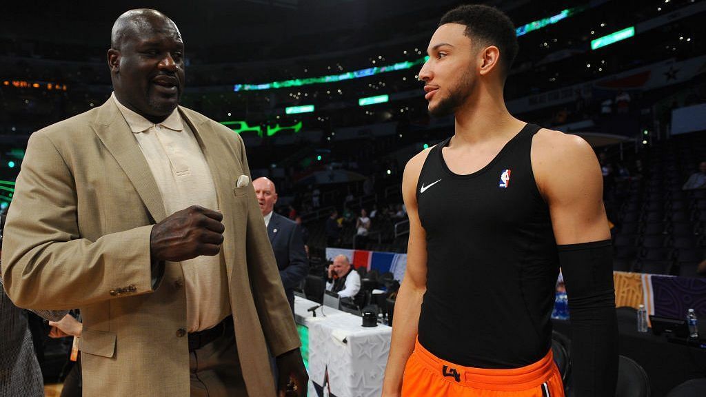 Shaquille O&#039;Neal and Ben Simmons. (Photo: NBC Sports)