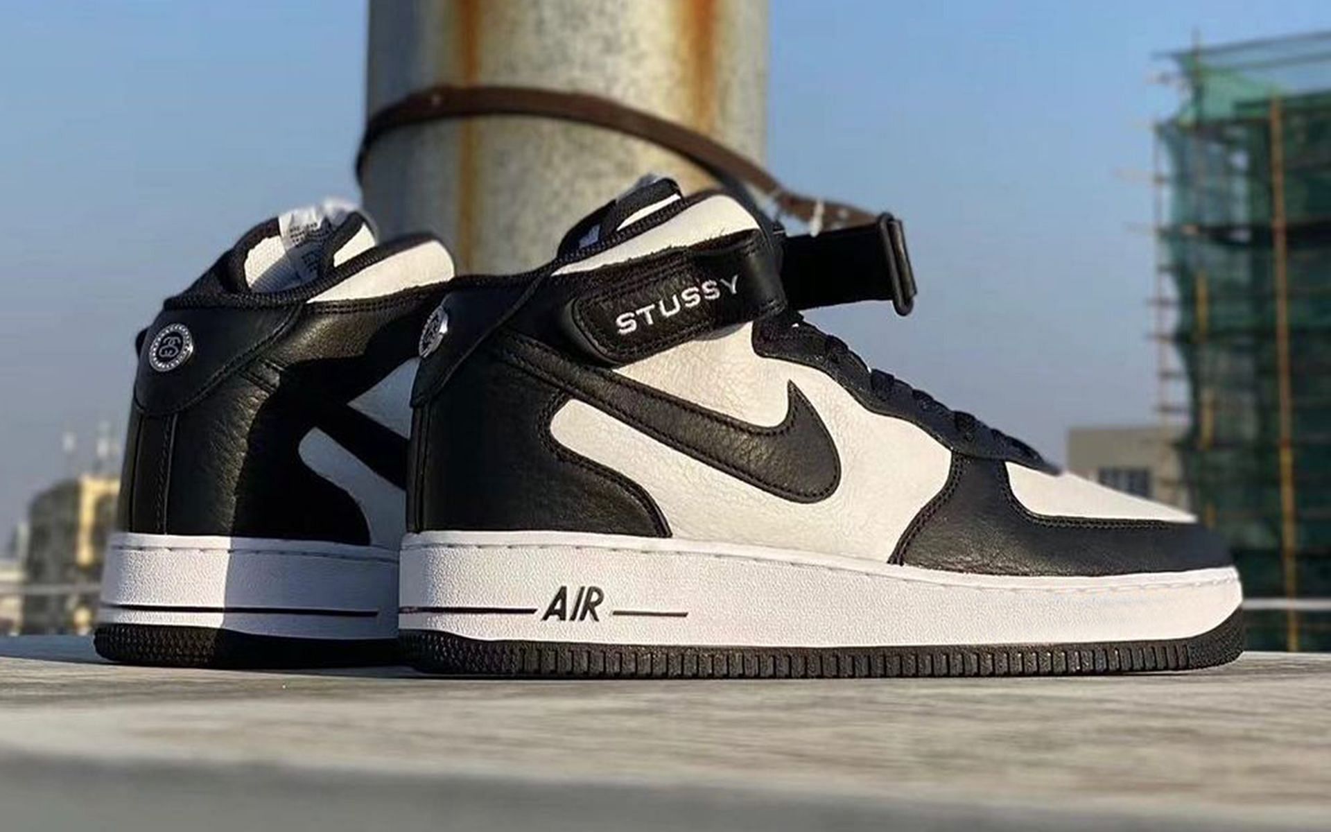 upcoming Air Force 1 Mid X Stussy &#039;Black and White&#039; sneakers ( Image via @apollolou1976/ Instagram)