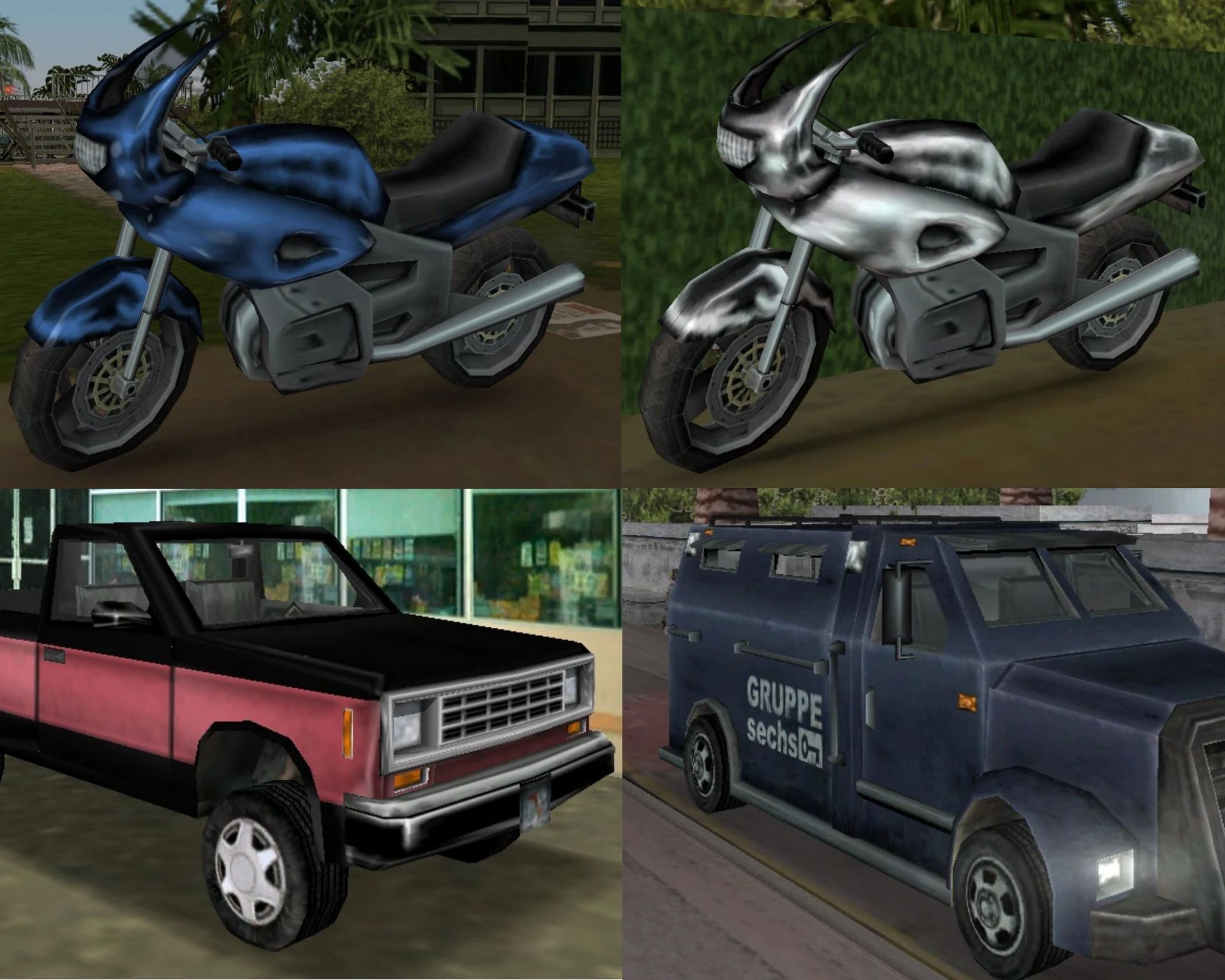 The four vehicles with unique properties (Image via Rockstar Games)