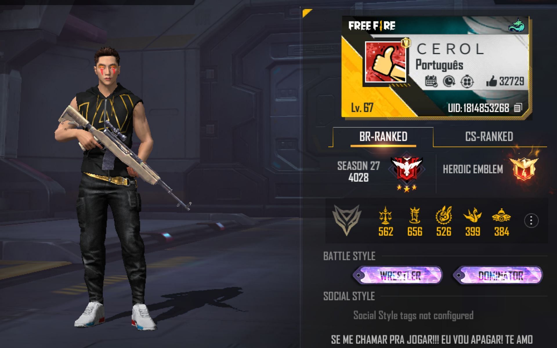 Cerol&rsquo;s Free Fire ID (Image via Garena)