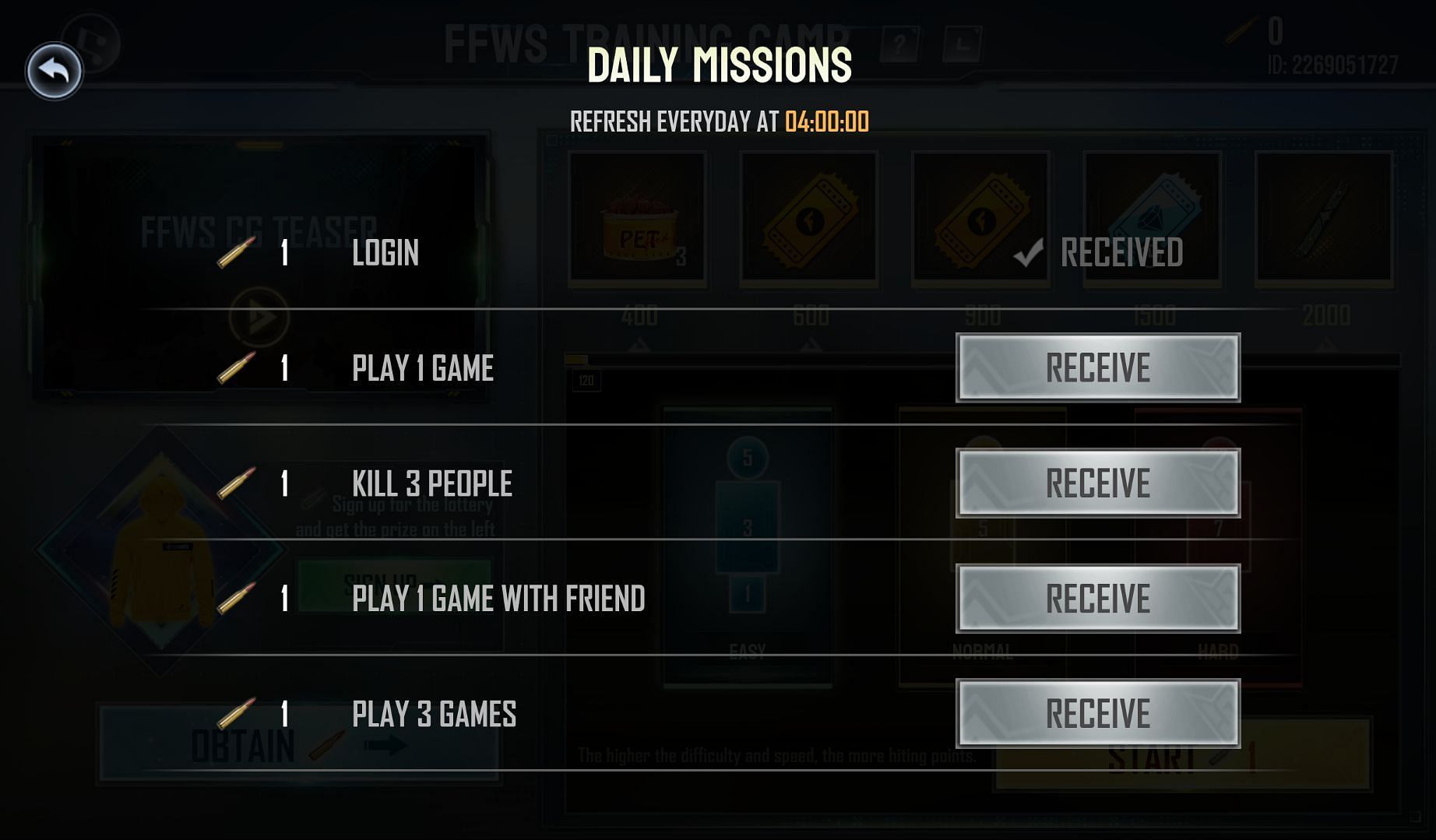 The missions to get the tokens (Image via Garena)